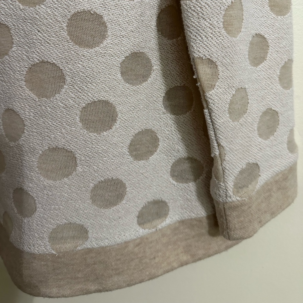 Kenzie Pieces Cream & Beige Polka-dot French Terry Pullover Top, Size L - Picture 7 of 10
